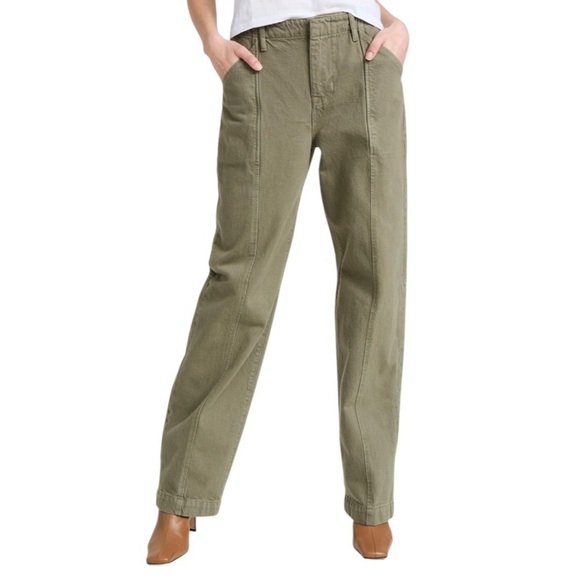 Frame Denim High-Rise Relaxed Washed Trouser Pants Green - Picture 2 of 11